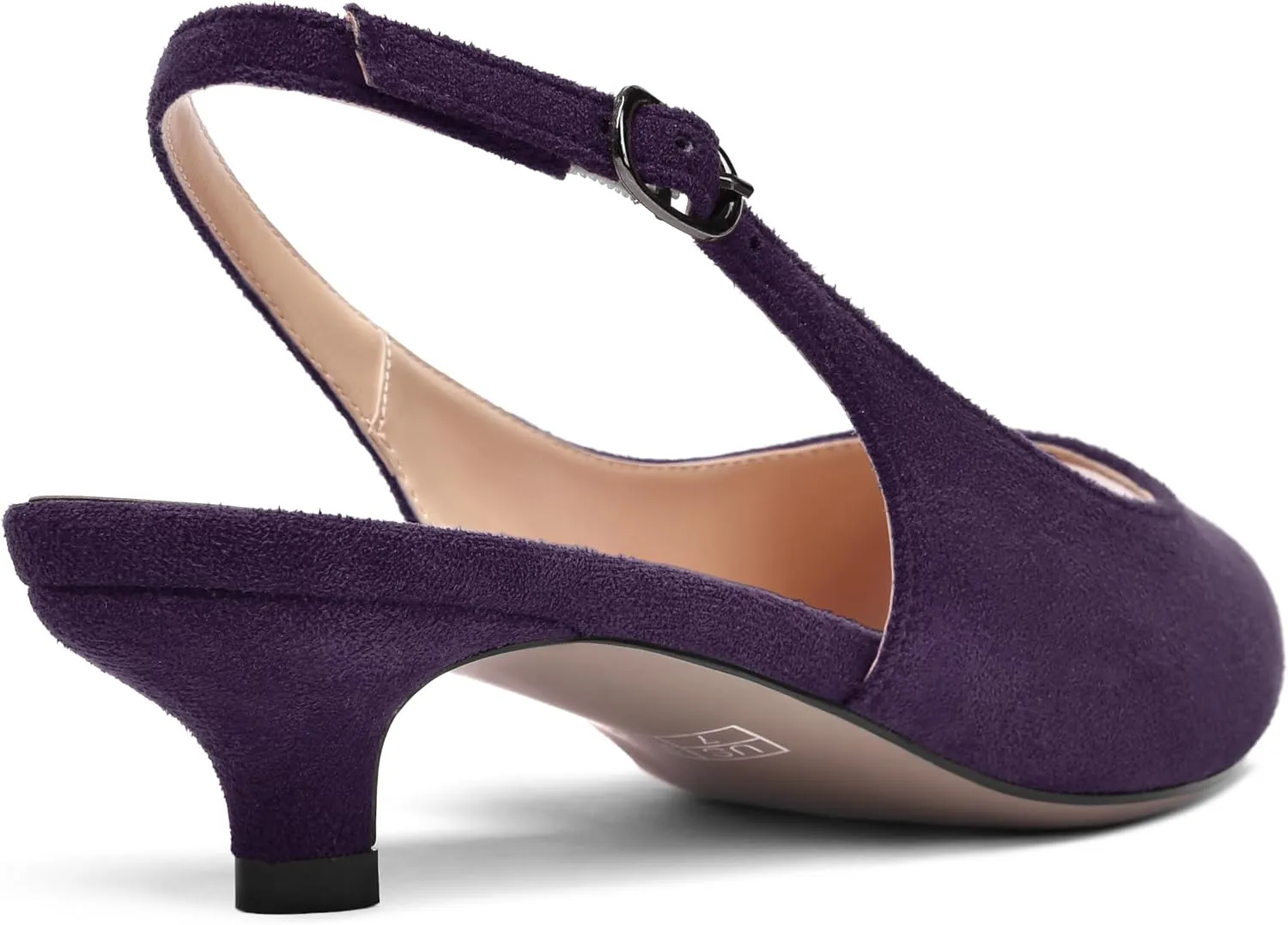 ROSERWISH Womens Fashion Suede Buckle Slingback Dress Peep Toe Wedding Kitten Low Heel Pumps Shoes 1.5 Inch