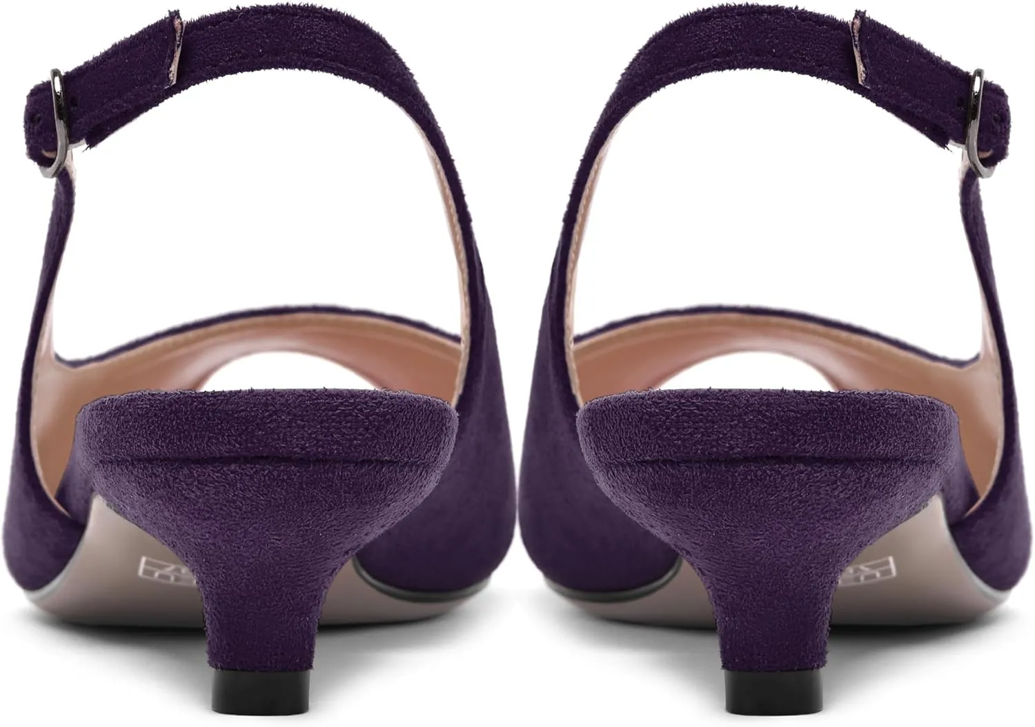 ROSERWISH Womens Fashion Suede Buckle Slingback Dress Peep Toe Wedding Kitten Low Heel Pumps Shoes 1.5 Inch