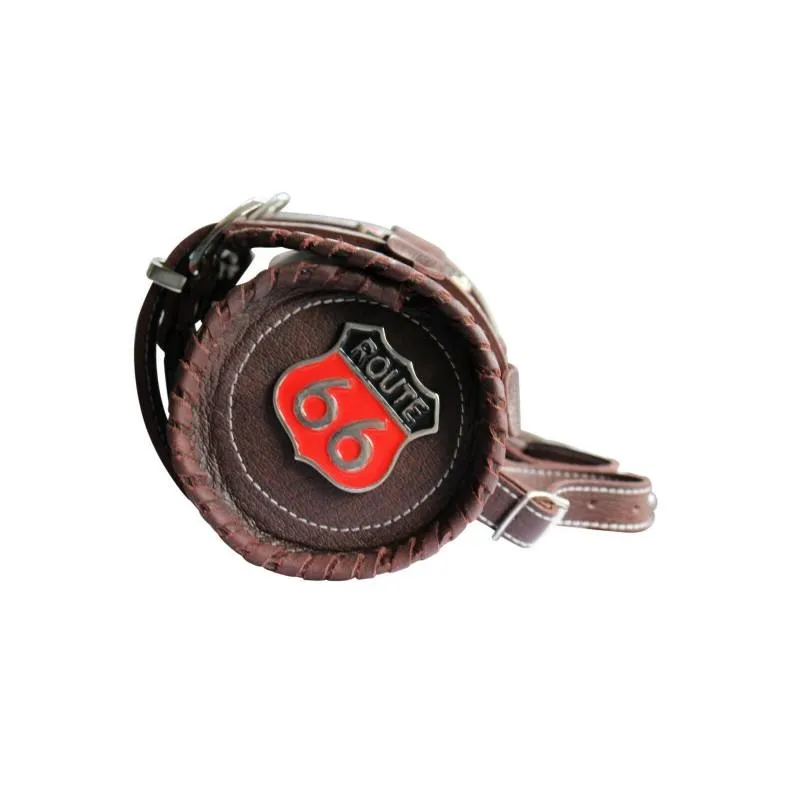 Route 66 Brown Motorcycle Biker Leather Tool Bag Barrel Roll