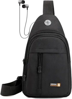 RTGGSEL Men's Camouflage Tactical Sling Backpack Shoulder Bags Travel Military MOLLE EDC Crossbody Chest Bag with Earphone Hole