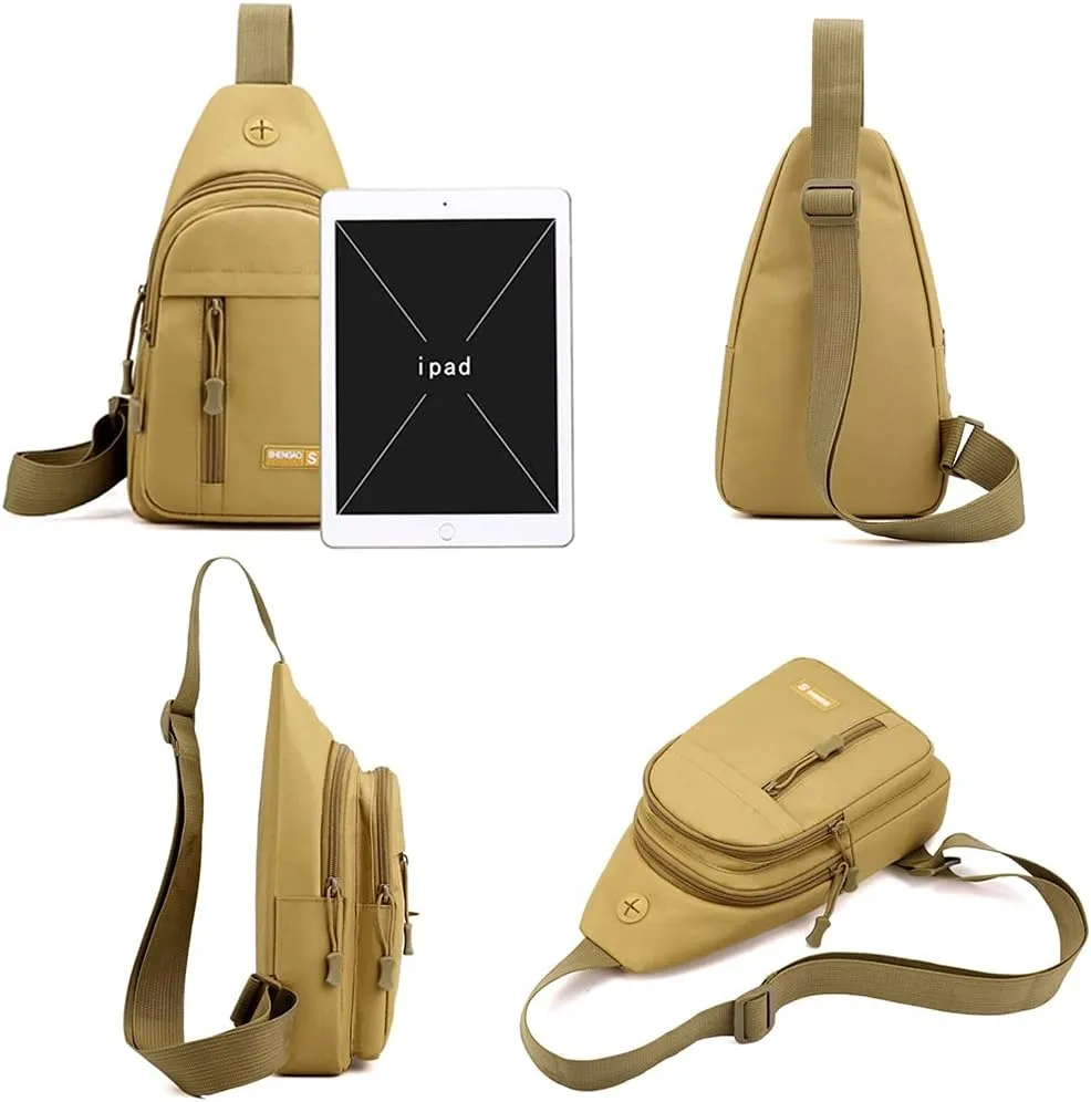 RTGGSEL Men's Camouflage Tactical Sling Backpack Shoulder Bags Travel Military MOLLE EDC Crossbody Chest Bag with Earphone Hole