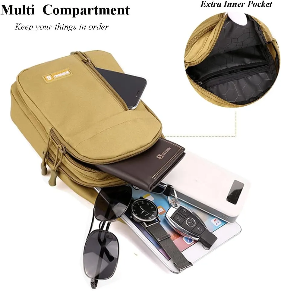 RTGGSEL Men's Camouflage Tactical Sling Backpack Shoulder Bags Travel Military MOLLE EDC Crossbody Chest Bag with Earphone Hole