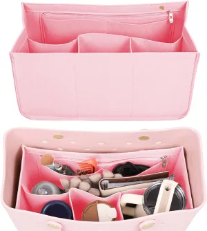 Rubber Beach Bag Organizer Compatible with Bogg Bag/Simply Southern Tote, Tote Organizer Insert Felt Bag Organizer Insert with 7 Pockets, Only for Bogg Bag XL Size (Pink)