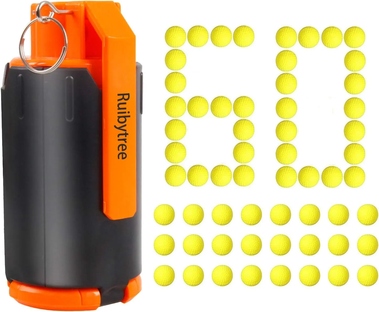 Ruibytree Tactical Plastic Toy Bomb for Nerf CS Nerf Rival Battle Game with 60PCS Rounds Refill Bullet Balls Ammo - (Orange)