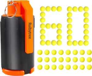 Ruibytree Tactical Plastic Toy Bomb for Nerf CS Nerf Rival Battle Game with 60PCS Rounds Refill Bullet Balls Ammo - (Orange)