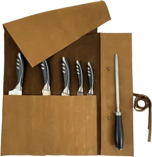 Rustic Leather Knife Roll Case, Durable Chef Knife Bag for Professional Chefs, Knife Roll Bag, Portable Carrying Case for Knives and Tools, Ideal for Culinary Travel, Knife Bags for Chefs Professional