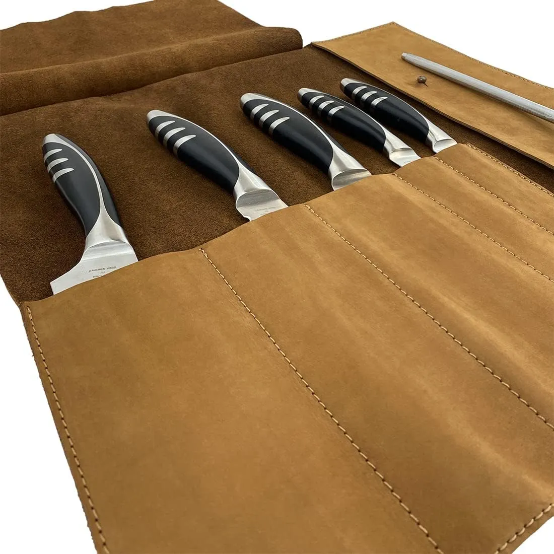Rustic Leather Knife Roll Case, Durable Chef Knife Bag for Professional Chefs, Knife Roll Bag, Portable Carrying Case for Knives and Tools, Ideal for Culinary Travel, Knife Bags for Chefs Professional