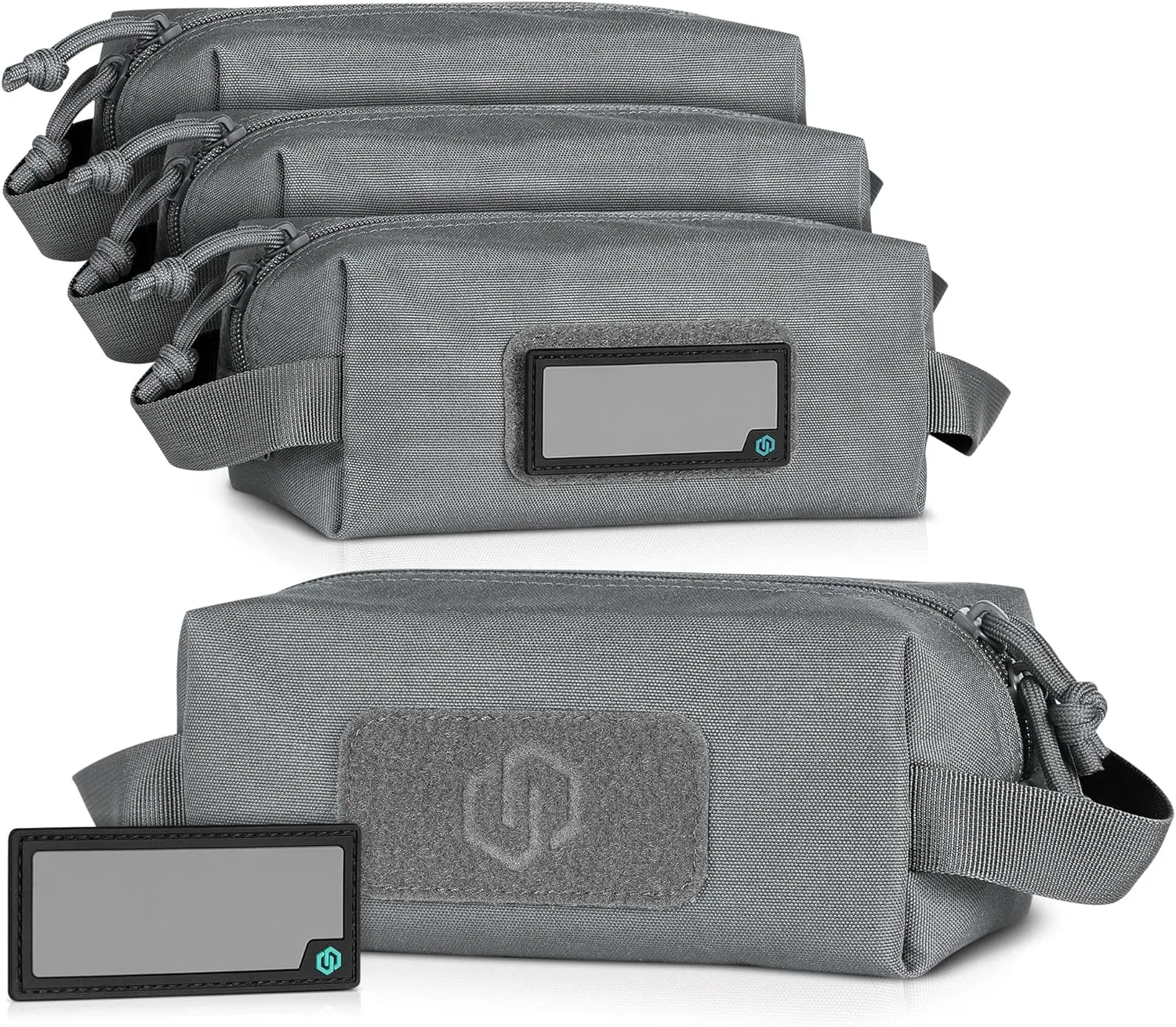 Savior Equipment Loose Sacs 4-Pack Tactical Ammo Pouch Firearm Ammunition Carrier Bag, ID Patches Included, Rifle Carbine Pistol Revolver Ammos Transportation Soft Case Hunting Shooting Range Gear