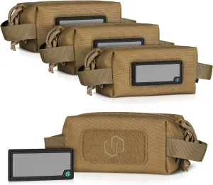Savior Equipment Loose Sacs 4-Pack Tactical Ammo Pouch Firearm Ammunition Carrier Bag, ID Patches Included, Rifle Carbine Pistol Revolver Ammos Transportation Soft Case Hunting Shooting Range Gear
