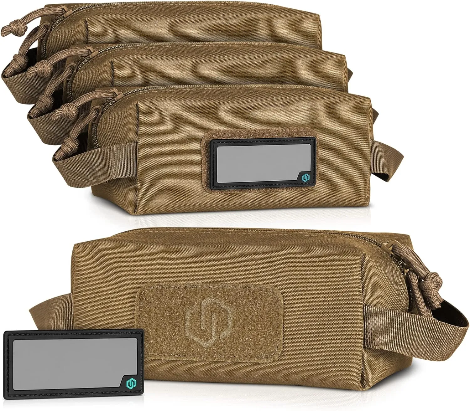 Savior Equipment Loose Sacs 4-Pack Tactical Ammo Pouch Firearm Ammunition Carrier Bag, ID Patches Included, Rifle Carbine Pistol Revolver Ammos Transportation Soft Case Hunting Shooting Range Gear
