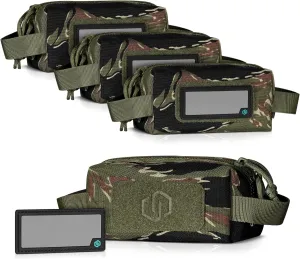 Savior Equipment Loose Sacs 4-Pack Tactical Ammo Pouch Firearm Ammunition Carrier Bag, ID Patches Included, Rifle Carbine Pistol Revolver Ammos Transportation Soft Case Hunting Shooting Range Gear