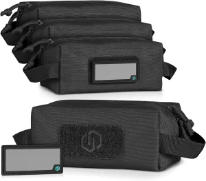 Savior Equipment Loose Sacs 4-Pack Tactical Ammo Pouch Firearm Ammunition Carrier Bag, ID Patches Included, Rifle Carbine Pistol Revolver Ammos Transportation Soft Case Hunting Shooting Range Gear