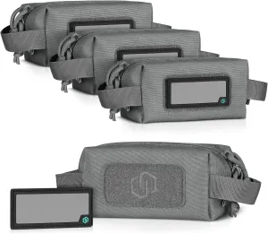 Savior Equipment Loose Sacs 4-Pack Tactical Ammo Pouch Firearm Ammunition Carrier Bag, ID Patches Included, Rifle Carbine Pistol Revolver Ammos Transportation Soft Case Hunting Shooting Range Gear