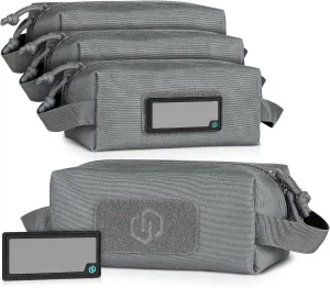 Savior Equipment Loose Sacs 4-Pack Tactical Ammo Pouch Firearm Ammunition Carrier Bag, ID Patches Included, Rifle Carbine Pistol Revolver Ammos Transportation Soft Case Hunting Shooting Range Gear