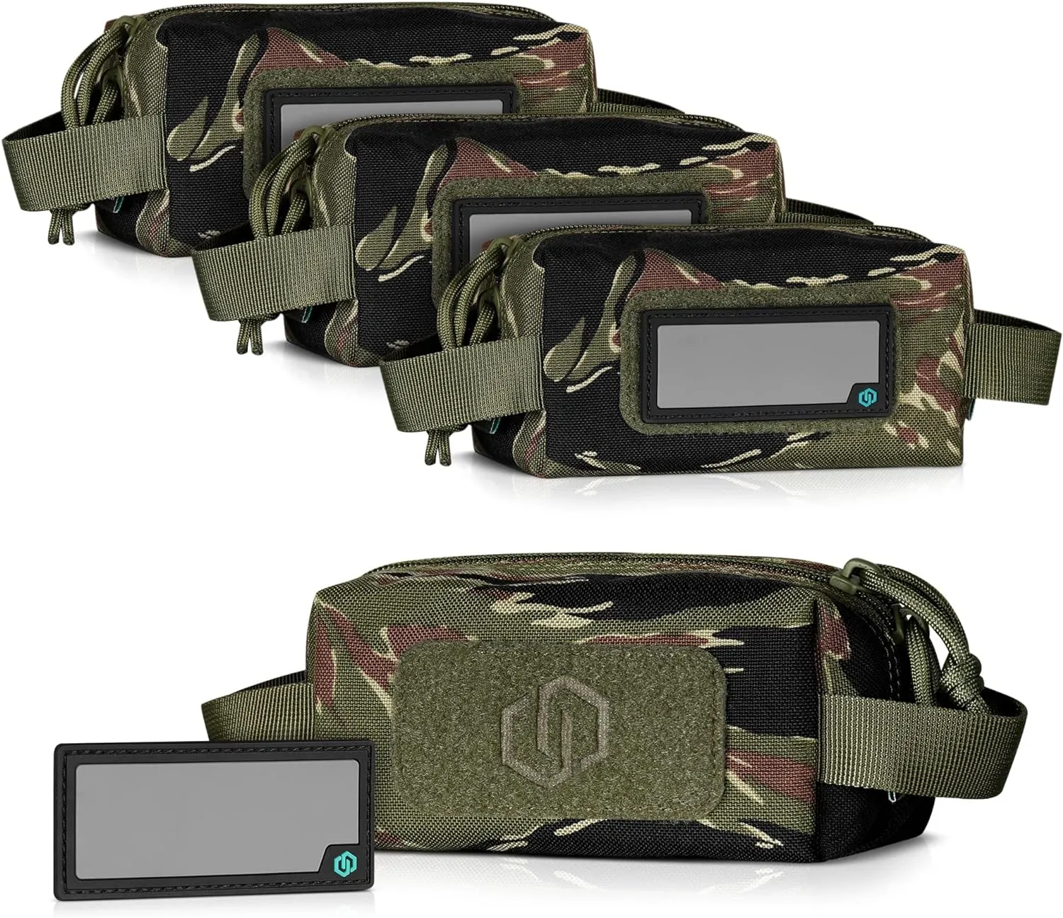 Savior Equipment Loose Sacs 4-Pack Tactical Ammo Pouch Firearm Ammunition Carrier Bag, ID Patches Included, Rifle Carbine Pistol Revolver Ammos Transportation Soft Case Hunting Shooting Range Gear