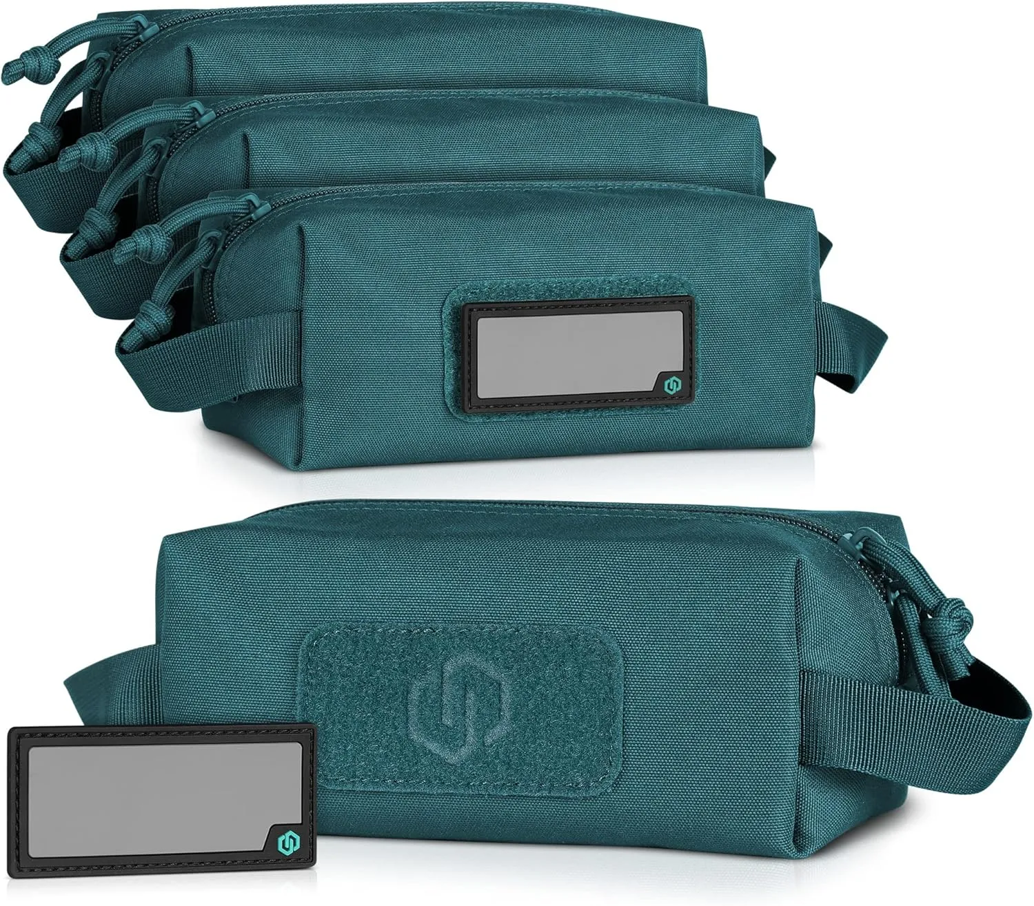 Savior Equipment Loose Sacs 4-Pack Tactical Ammo Pouch Firearm Ammunition Carrier Bag, ID Patches Included, Rifle Carbine Pistol Revolver Ammos Transportation Soft Case Hunting Shooting Range Gear