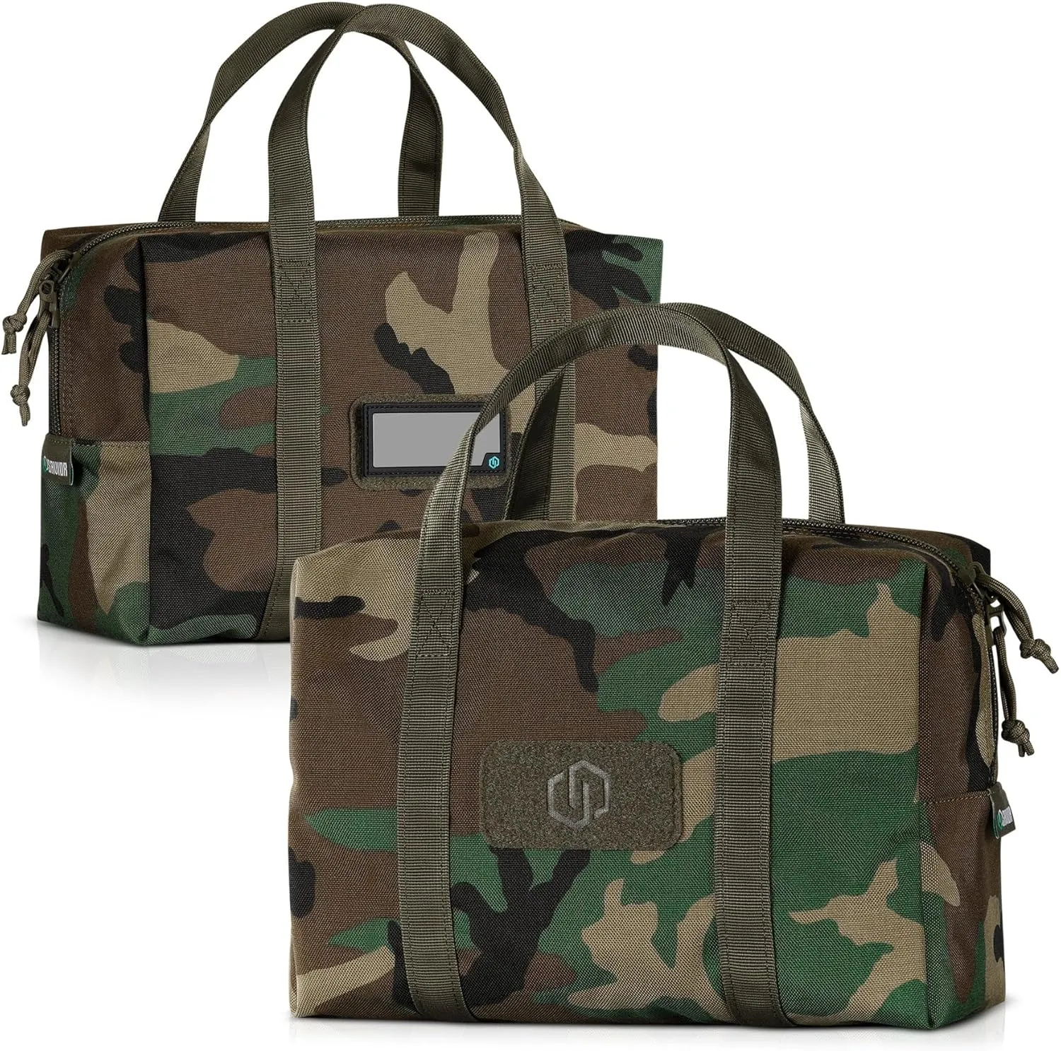 Savior Equipment Mini Hauler Tactical Ammo Duffle Bag Firearm Ammunition Loose Sac Carrier EDC Pouch, ID Patches Included, Tiger Stripe