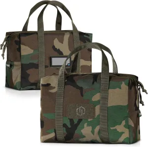 Savior Equipment Mini Hauler Tactical Ammo Duffle Bag Firearm Ammunition Loose Sac Carrier EDC Pouch, ID Patches Included, Tiger Stripe