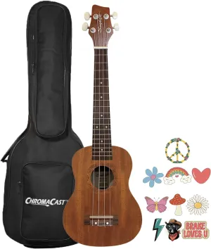 Sawtooth Mahogany Tenor Electric Ukulele w Gig Bag and Fishman KUL-101 Preamp/Built In Tuner and Official Brake Stickers