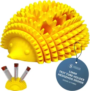 Schaller Industries Hedgehog Test Tube Rack – for 13mm Lab Vertical Storage Tubes Organizer, Holds 12 Glass or Plastic Test Tube Holder Rack, Vial Holder, Phlebotomy Supplies and Equipment– Yellow