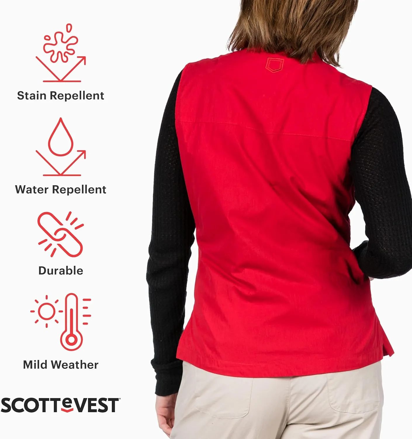 SCOTTeVEST 101 Vest for Women - 9 Hidden Pockets - Water Repellent for Travel & More