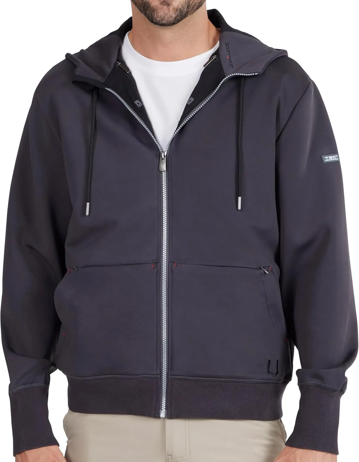 SCOTTeVEST Skubatu Hoodie for Men - 21 Hidden Pockets - Zip Up Sweatshirt for Travel & More