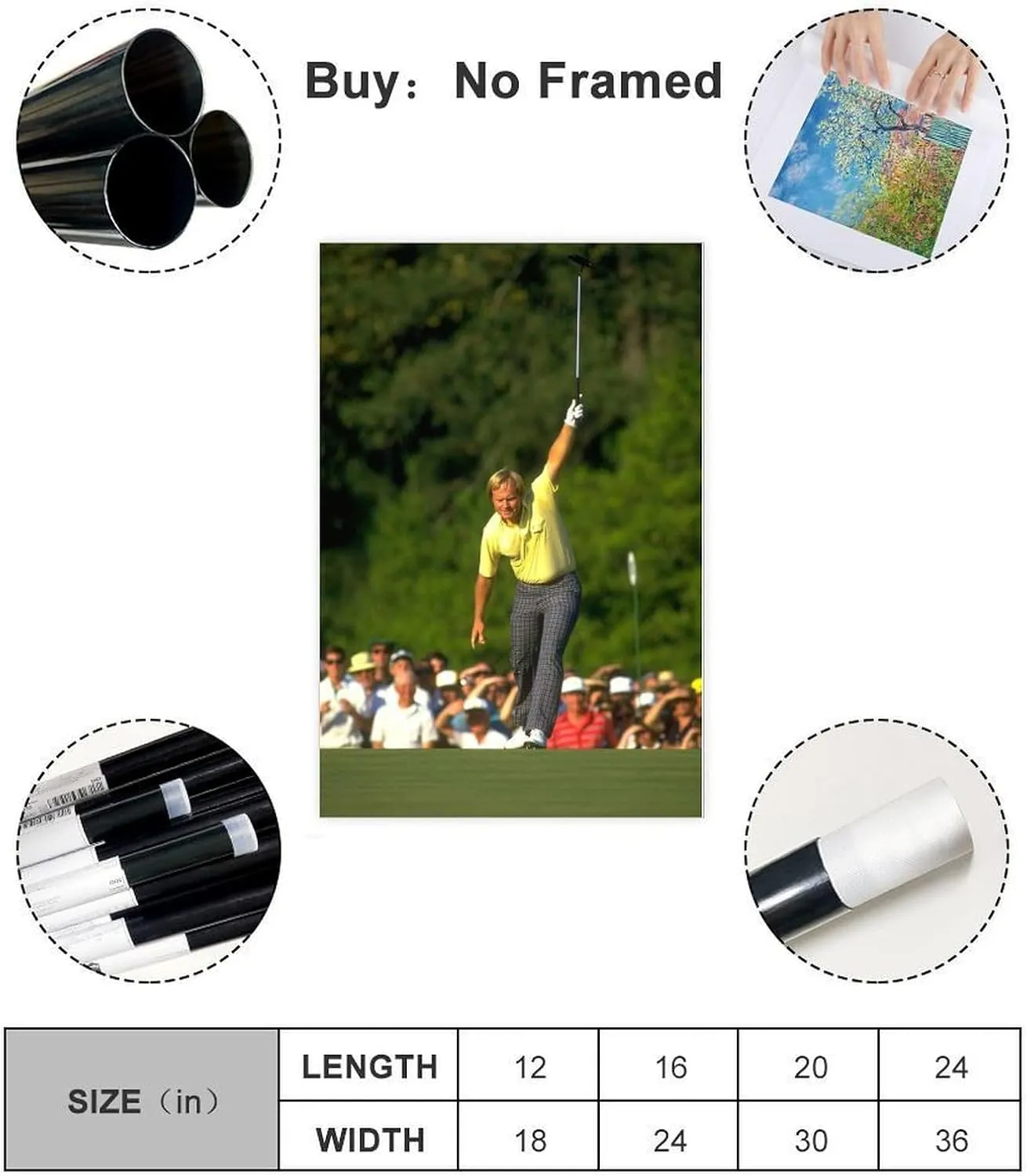 SELcoa Jack Nicklaus Golf Poster91 Canvas Poster Bedroom Decor Sports Landscape Office Room Decor Gift Unframe:16x24inch(40x60cm)