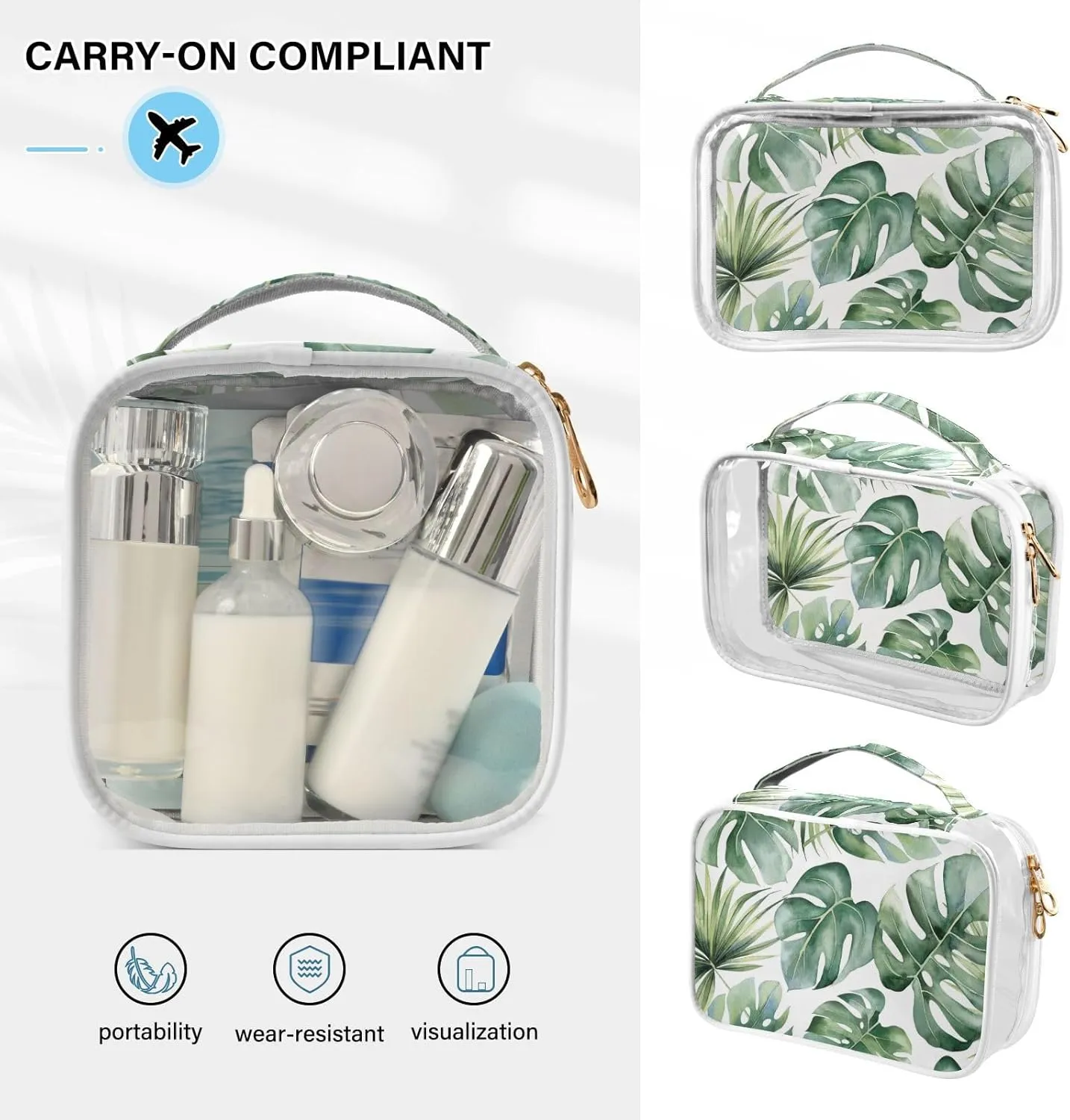 senya Toiletry Bags Camouflage Shark, Clear Makeup Organizing Bag for Women Men, Waterproof Makeup Bag Travel Cosmetic Bags for Bathroom, Business, Vacation - 2 Pack