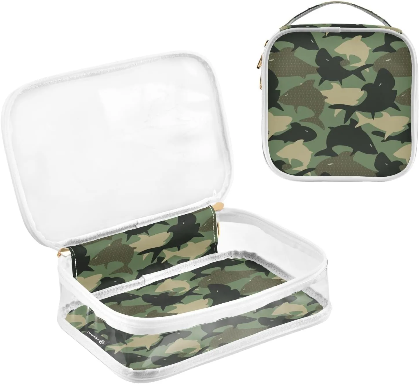 senya Toiletry Bags Camouflage Shark, Clear Makeup Organizing Bag for Women Men, Waterproof Makeup Bag Travel Cosmetic Bags for Bathroom, Business, Vacation - 2 Pack