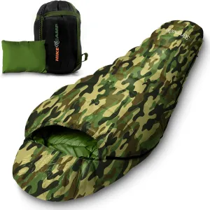 SereneLife Mummy Sleeping Bag – Lightweight, Warm & Waterproof for Winter & Cold Weather, 5-10°F Insulation, Smooth-Glide Zipper, Compact Compression Bag, Travel Pillow, Used for Camping & Backpacking