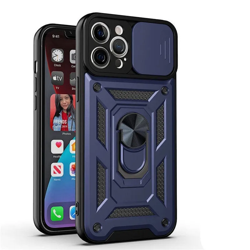 Shockproof Armor Case For iPhone With Ring Holder Kickstand And Camera Protection Cover