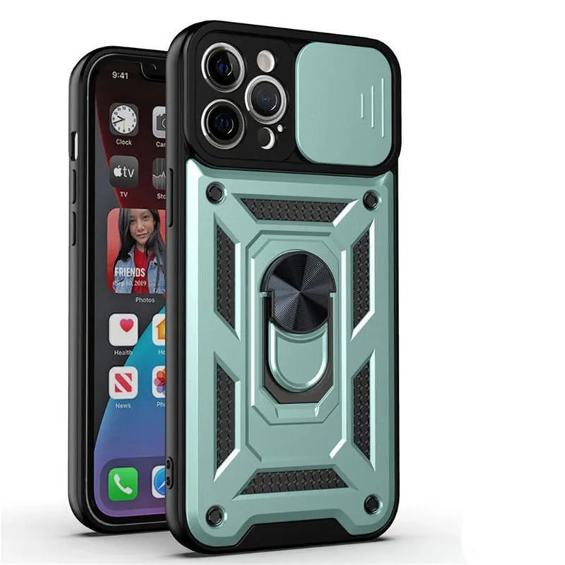 Shockproof Armor Case For iPhone With Ring Holder Kickstand And Camera Protection Cover