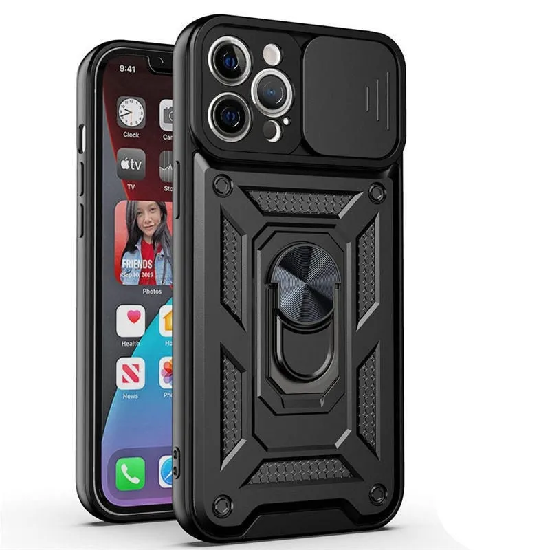 Shockproof Armor Case For iPhone With Ring Holder Kickstand And Camera Protection Cover