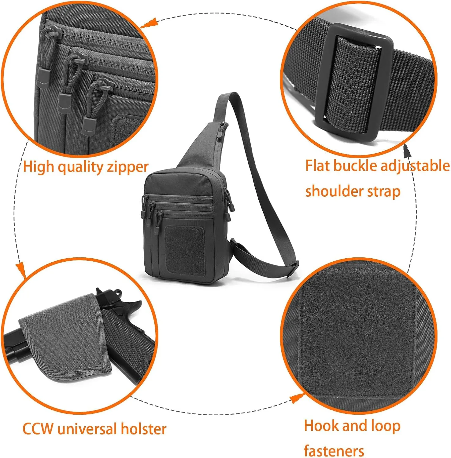 Shoulder holster bag for concealed carry of handguns Chest pack with Sling Ccw Sling Bag Tactical Crossbody Bag
