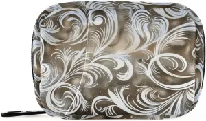 Silver Vintage Thorn Flowers travel medicine bag with Detachable Compartments reusable medication travel case for purse