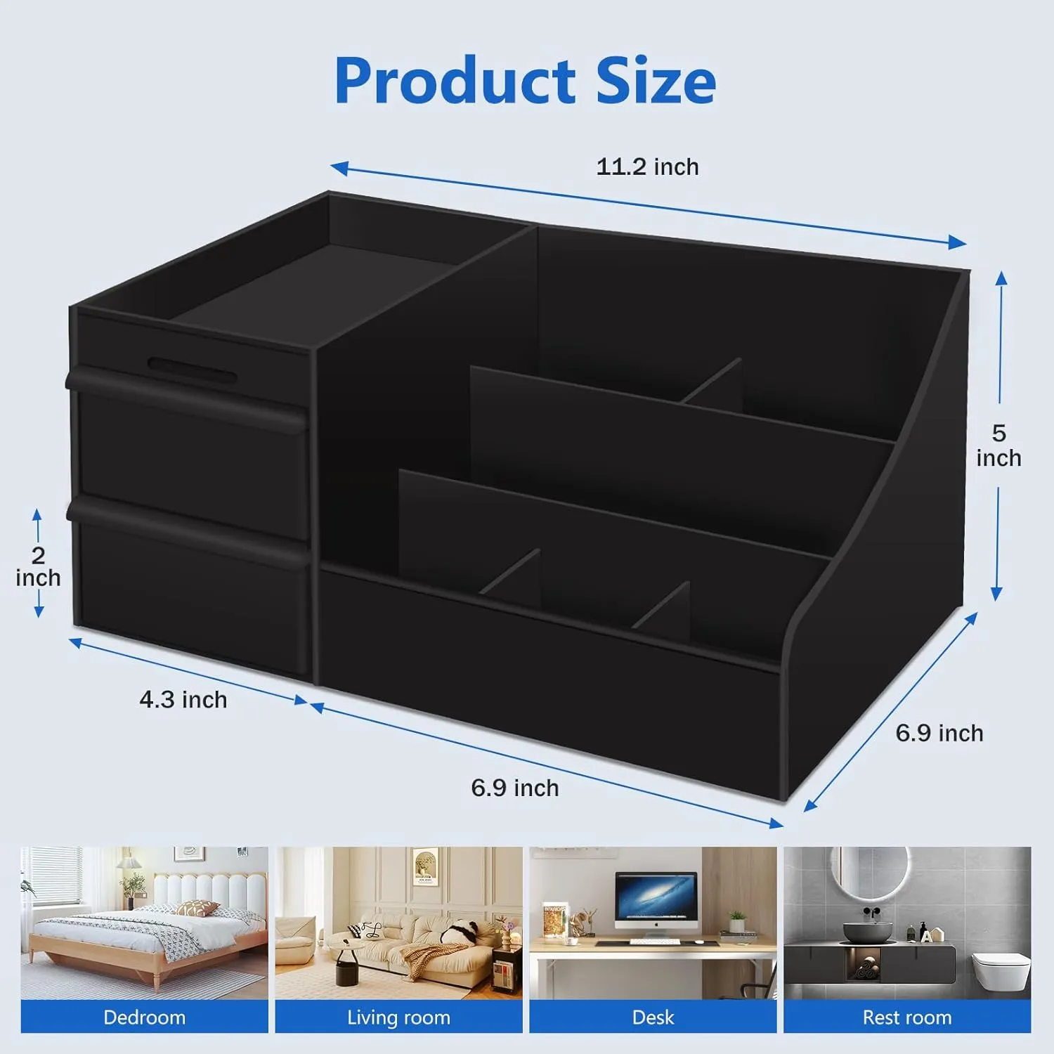 Simbuy Black Cologne Organizer for Men - Large Countertop Organizer with Drawers for Cologne, Perfume, Shaving & Skincare - Bathroom & Vanity Storage, Ideal Gift for Boyfriend, Husband, Dad & Friends