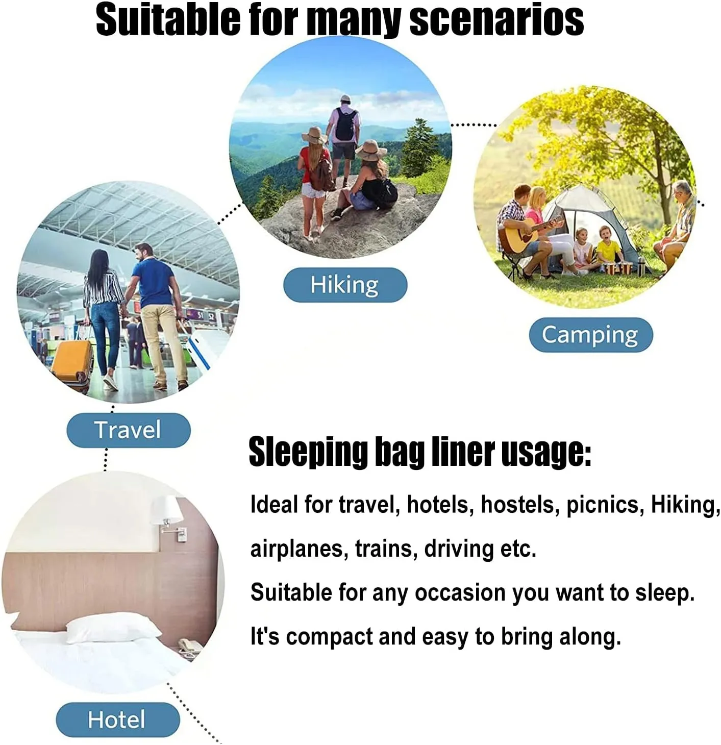Sleeping Bag Liners Cotton Sleeping Bag Lined Compact Camping Bed Sheet Travel Sheet, Lightweight Breathable Sleeping Bag, Available for Backpacking Hotels (Size : 200x210cm/78.74x82.67in)
