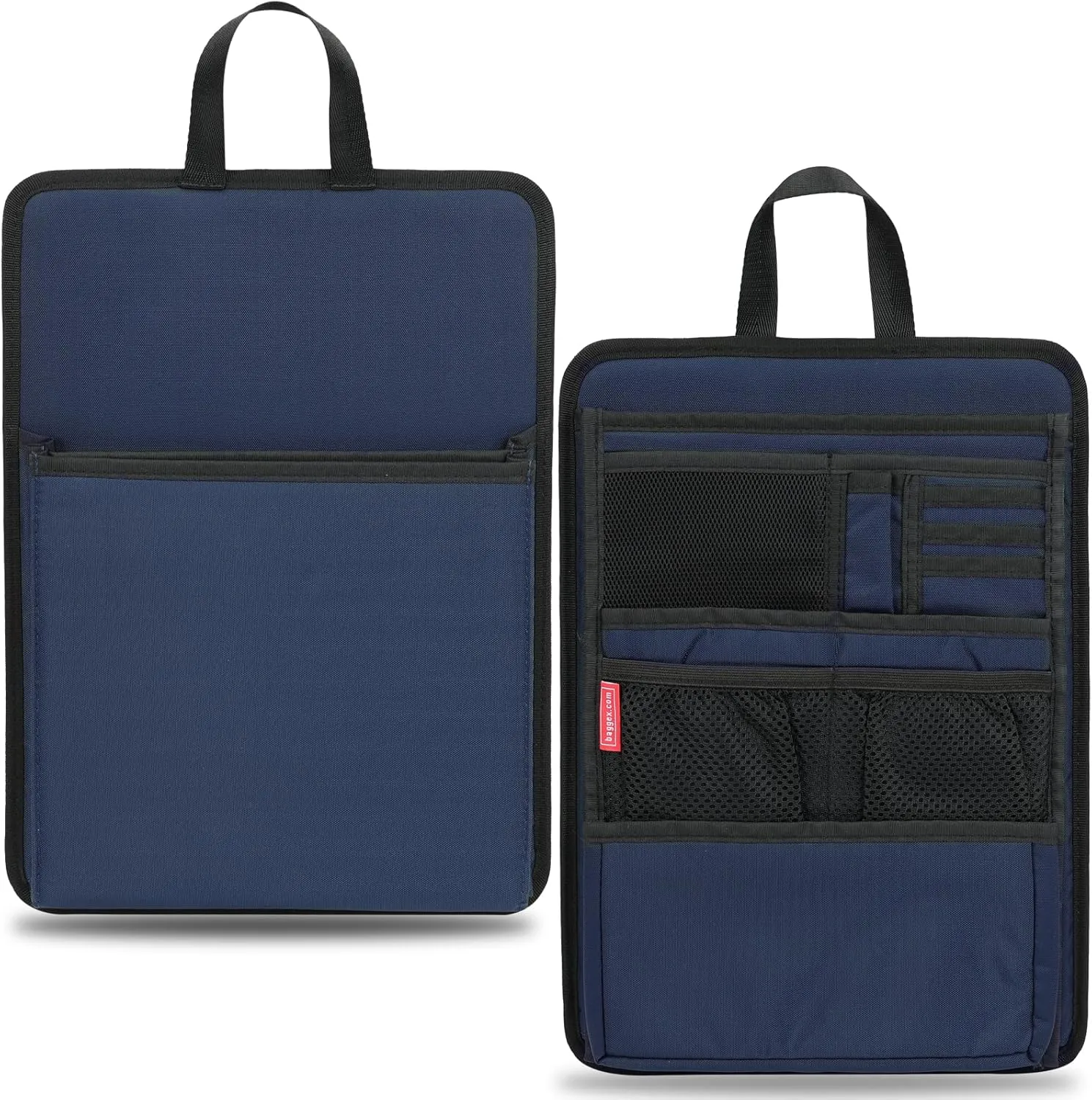 Slim Rugged Backpack Organizer Insert for Travel Work Men Women -13 Pockets,Padded Nylon, Handle - Navy