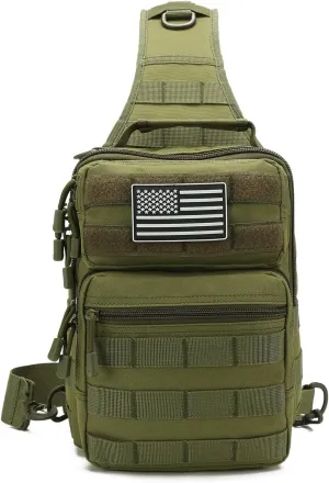 Sling Bag for men,Tactical Shoulder Backpack Molle Assault Range Bags Chest Pack Day Pack Diaper Bag(Green)