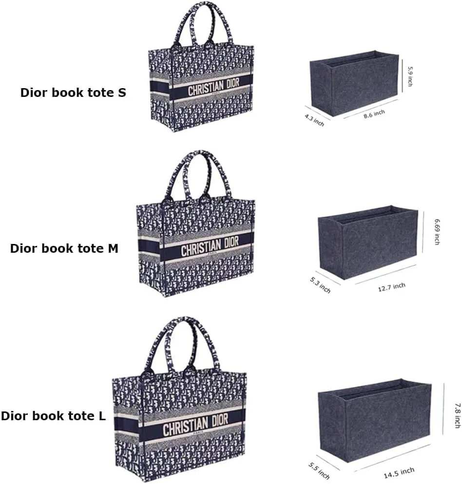 SMART DK Purse Organizer for Dior Book Tote - Premium Felt Insert with Multiple Pockets