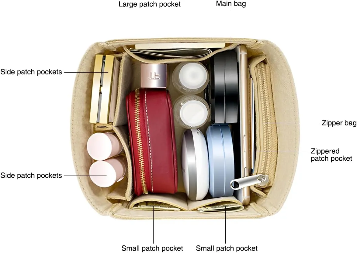 SMART DK Purse Organizer Insert for Handbags,Felt Bag Organizers Fit Picotin 18/22/26 Bags (Beige, P18)