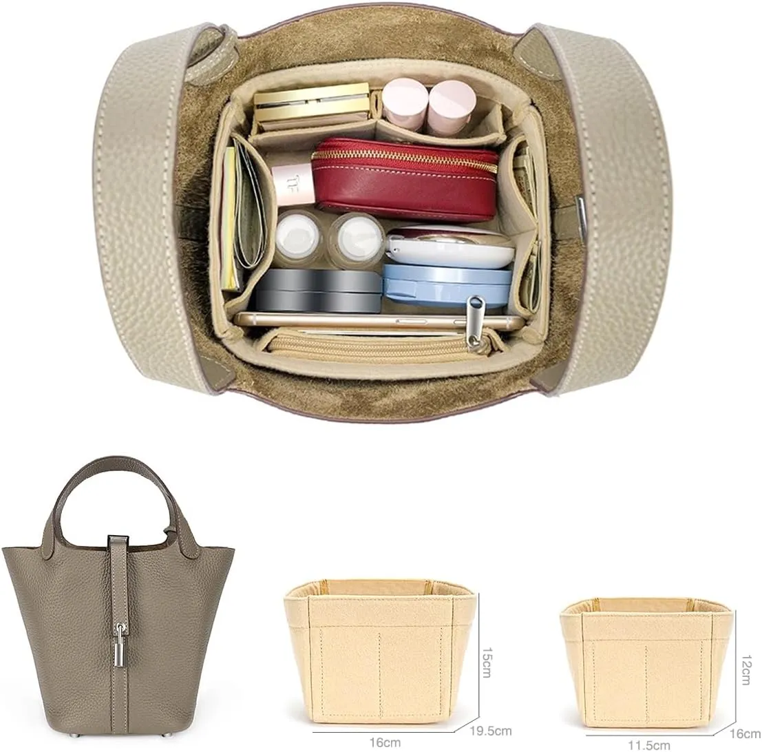 SMART DK Purse Organizer Insert for Handbags,Felt Bag Organizers Fit Picotin 18/22/26 Bags (Beige, P18)