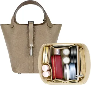 SMART DK Purse Organizer Insert for Handbags,Felt Bag Organizers Fit Picotin 18/22/26 Bags (Beige, P18)