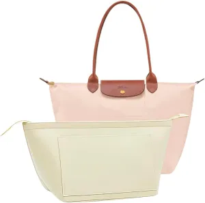 SMART DK Purse Organizer Insert for Longchamp Le Pliage Handbag Insert (Beige (zipper), Small)