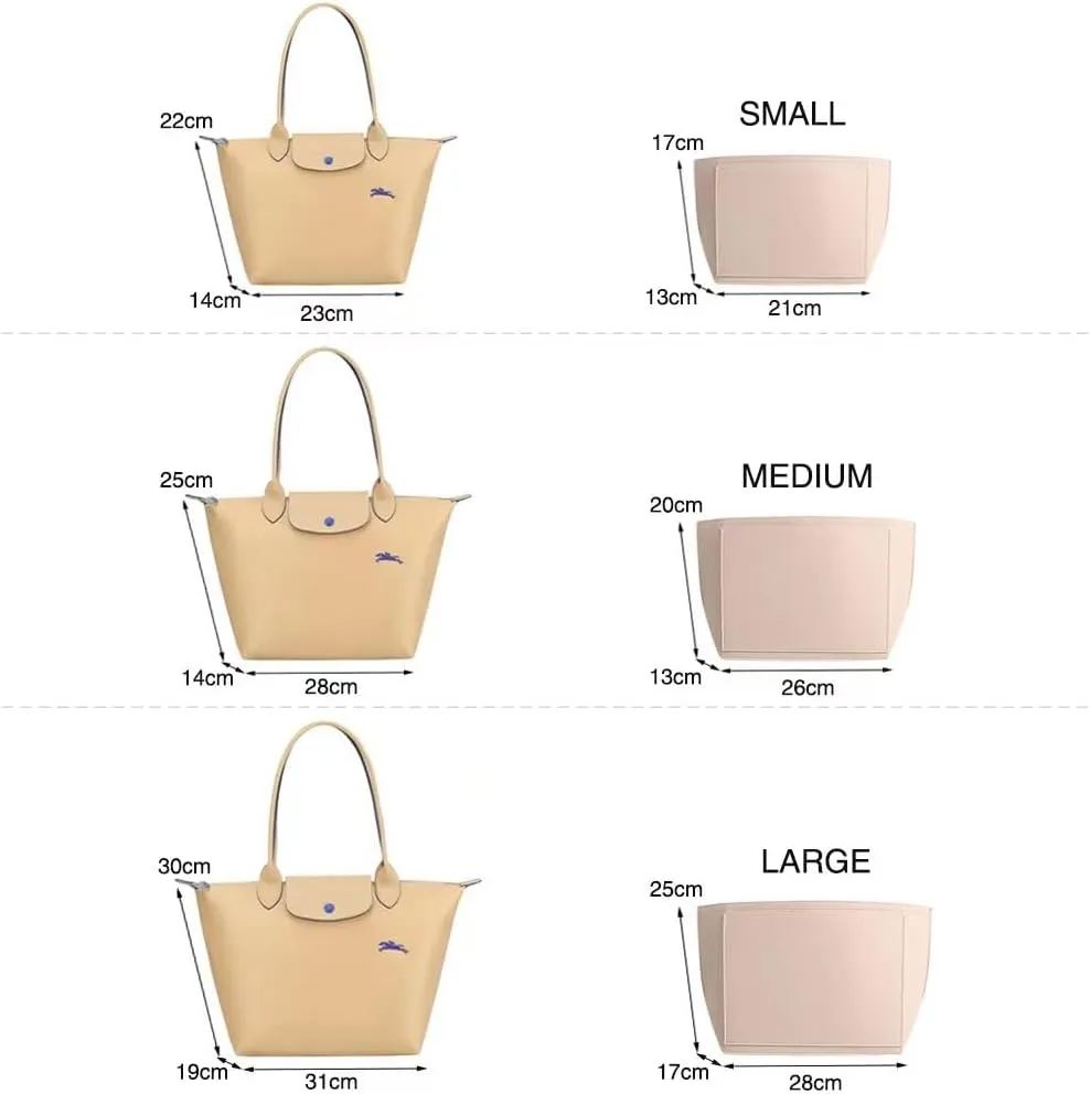 SMART DK Purse Organizer Insert for Longchamp Le Pliage Handbag Insert (Beige (zipper), Small)
