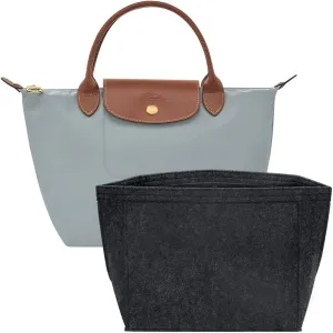 SMART DK Purse Organizer Insert for Longchamp Le Pliage Handbag Insert (BLACK, S/8.26 * 5.11 * 6.69in)
