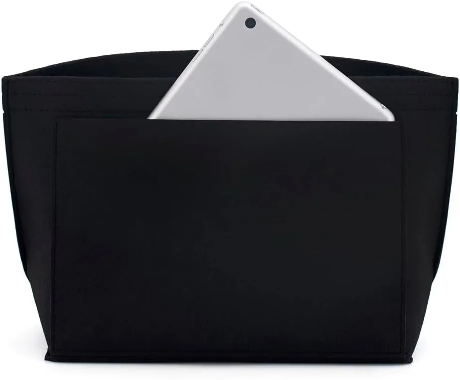 SMART DK Purse Organizer Insert for Longchamp Le Pliage Handbag Insert (DARK BLACK, L/11 * 6.69 * 9.84in)