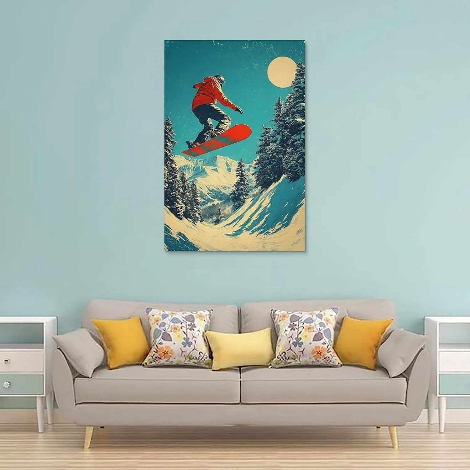 Snowboarding Action Poster Thrilling Mountain Adventure Art Perfect Wall Décor for Extreme Sports Lovers Canvas Wall Art Posters for Room Aesthetic 24x36inch(60x90cm) Unframe-style