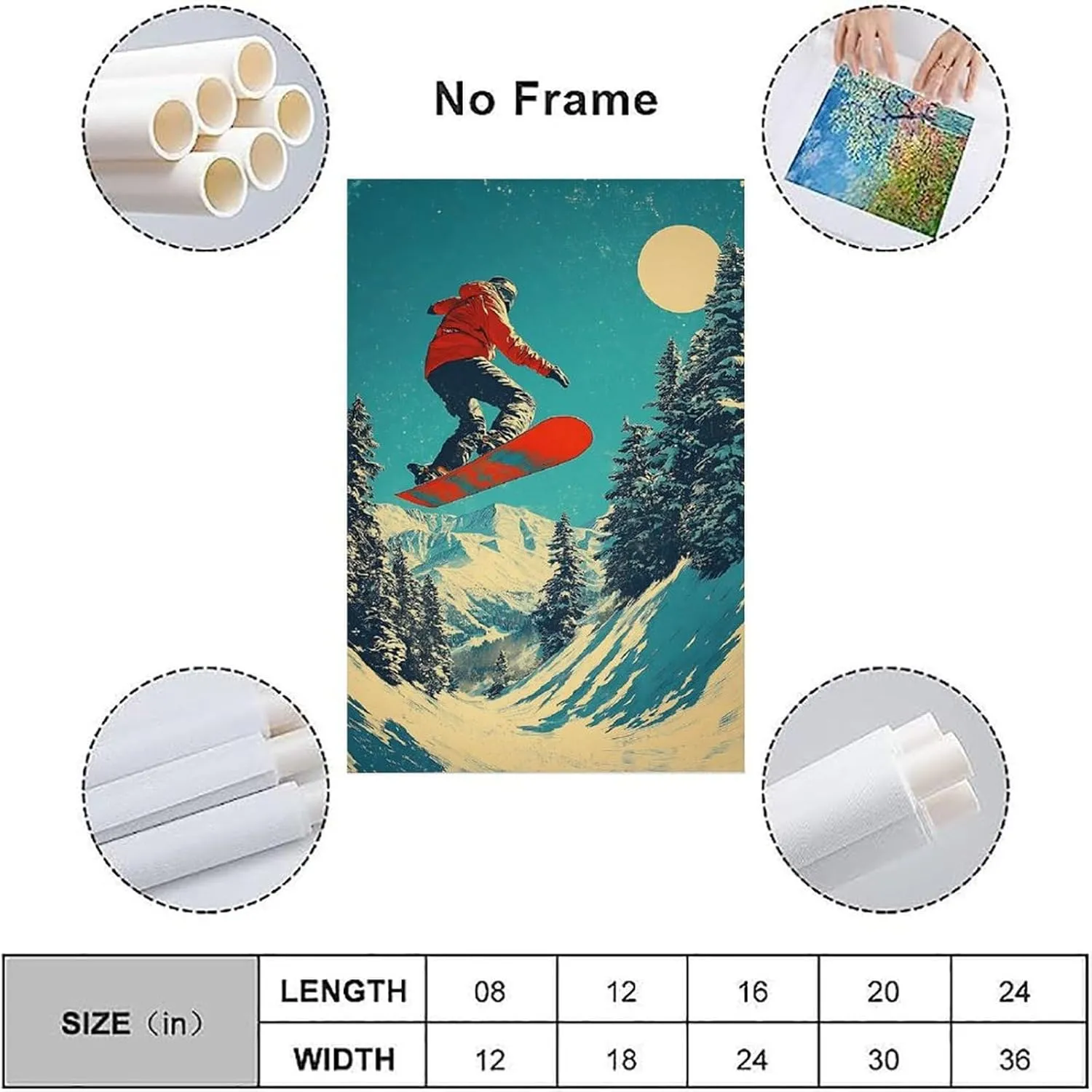 Snowboarding Action Poster Thrilling Mountain Adventure Art Perfect Wall Décor for Extreme Sports Lovers Canvas Wall Art Posters for Room Aesthetic 24x36inch(60x90cm) Unframe-style