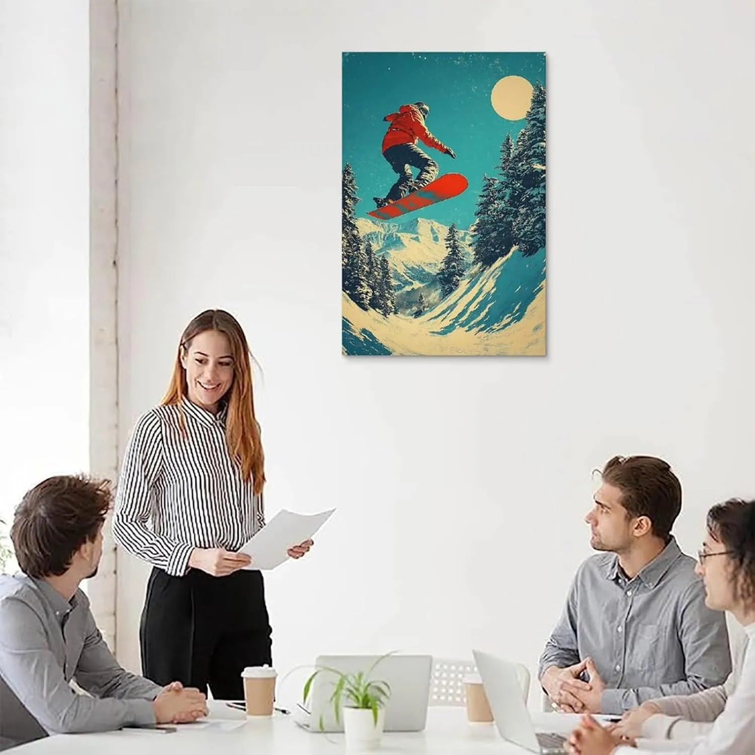 Snowboarding Action Poster Thrilling Mountain Adventure Art Perfect Wall Décor for Extreme Sports Lovers Canvas Wall Art Posters for Room Aesthetic 24x36inch(60x90cm) Unframe-style